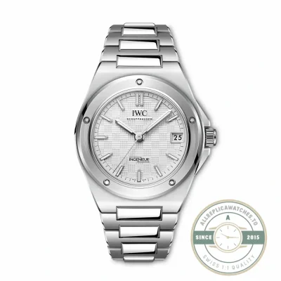 Replica IWC Ingenieur IW328902, silver-plated Grid dial behind a five-screw bezel
