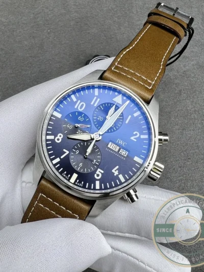 Replica IWC Pilots Chronograph IW377714 43mm Blue Dial - Affordable Super Clone Watch