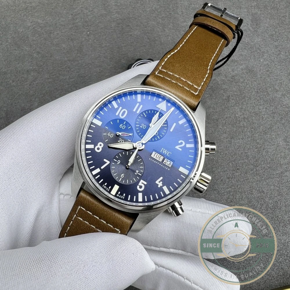 Replica IWC Pilots Chronograph IW377714 43mm Blue Dial - Affordable Super Clone Watch