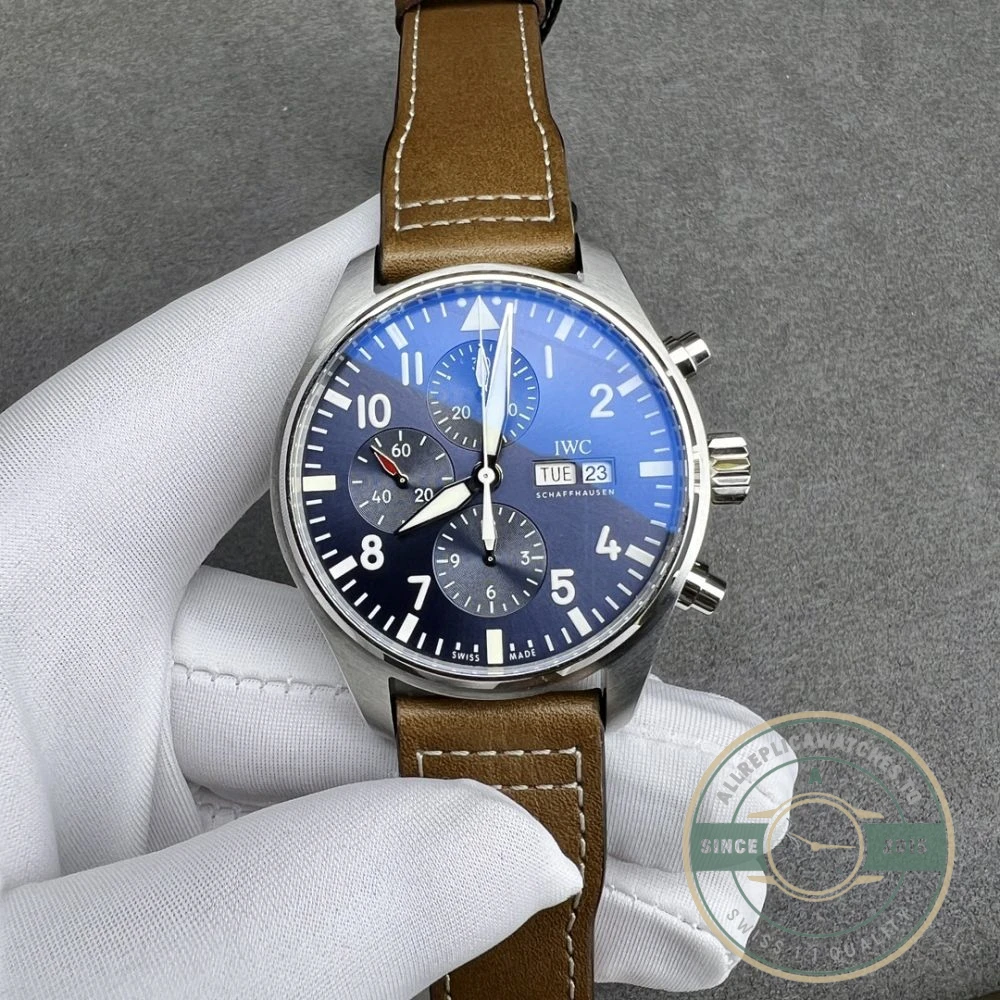 Replica IWC Pilots Chronograph IW377714 43mm Blue Dial - Premium Super Clone Watch