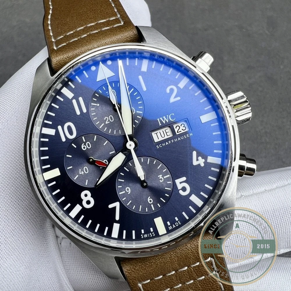 Replica IWC Pilots Chronograph IW377714 43mm Blue Dial - Affordable Luxury Replica Timepiece