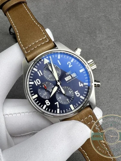Replica IWC Pilots Chronograph IW377714 43mm Blue Dial - Affordable Super Clone Watch