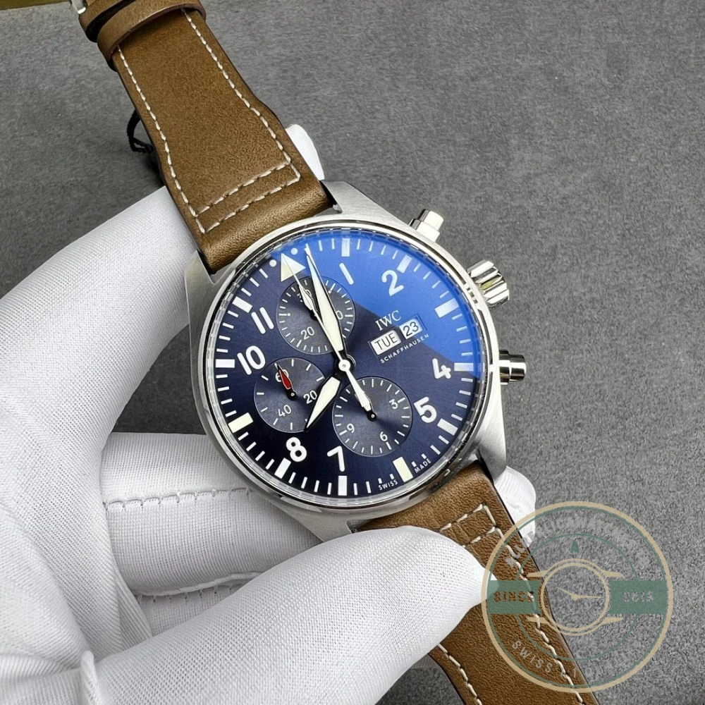 Replica IWC Pilots Chronograph IW377714 43mm Blue Dial - Affordable Super Clone Watch