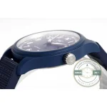 Laureus blue fired into zirconium oxide, the colour running through the case ring