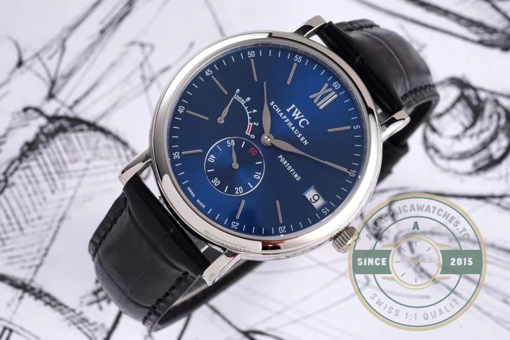 Replica IWC Portofino Hand-Wound Eight Days IW510106 Blue Dial 45mm - Best Quality Replica Watch