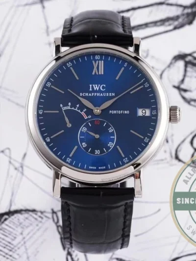 Replica IWC Portofino Hand-Wound Eight Days IW510106 Blue Dial 45mm - Affordable Super Clone Watch