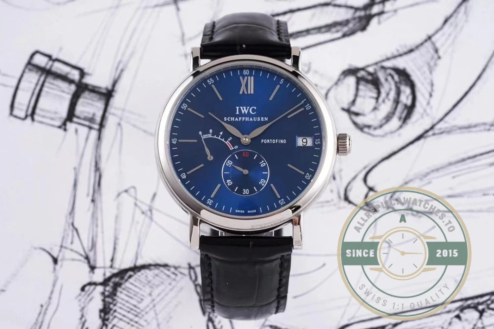 Replica IWC Portofino Hand-Wound Eight Days IW510106 Blue Dial 45mm - Affordable Super Clone Watch