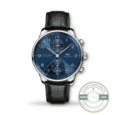 Replica IWC Portugieser Chronograph IW371606 in a 41mm steel case with sunburst blue dial