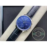 Blue alligator leather carries this 41mm Portugieser chronograph clone