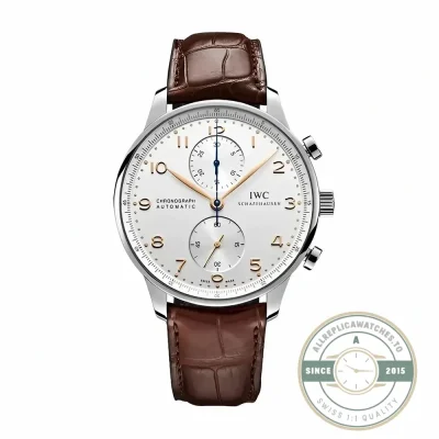 Portugieser IW501701 replica, 42.4mm steel with a railway-style minute track
