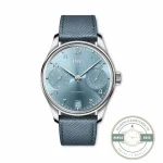 IW501708 Portugieser replica, 42.4mm steel with a railway-style minute track
