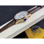 Printed and applied markers share the 42mm perpetual calendar dial