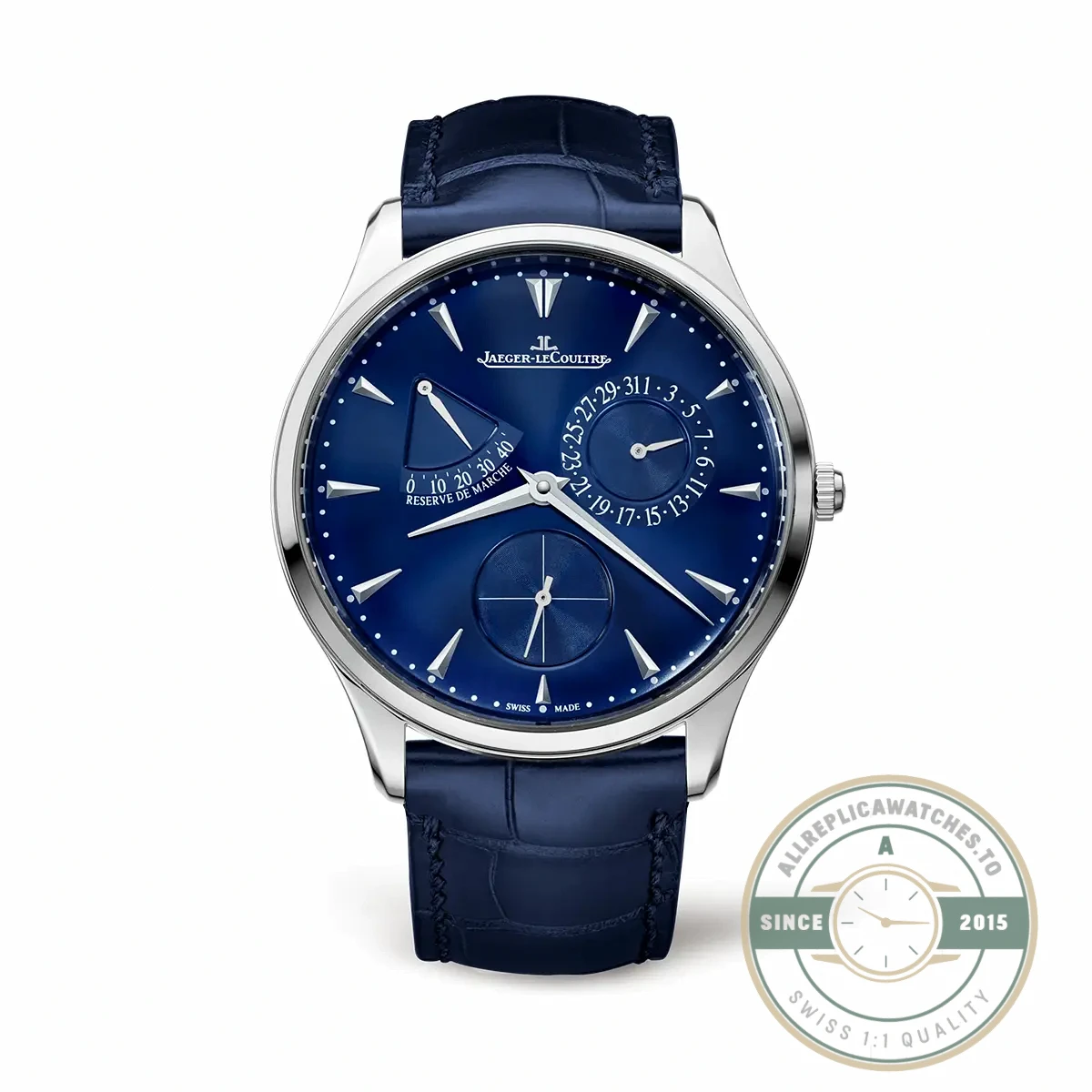 Replica Jaeger-LeCoultre Master Ultra Thin Réserve de Marche Blue Dial - Top-Tier Swiss Replica Watch