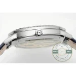 Reverse profile with the crown at the right and the caseback edge in the light