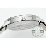 Profile of the 34mm case with the crown standing proud of the diamond bezel