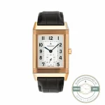 JLC Reverso Duoface Q3842520 replica front view, silvered dial with black Arabic numerals