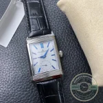 Small seconds subdial at 6 o'clock on the silvered grained dial of this Reverso super clone