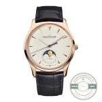 Rose gold Master Ultra Thin Moon 39 replica, reference 1362511, silvered dial seen head on