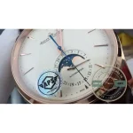 Gold applied baton indices and blued central seconds hand on the silvered eggshell dial