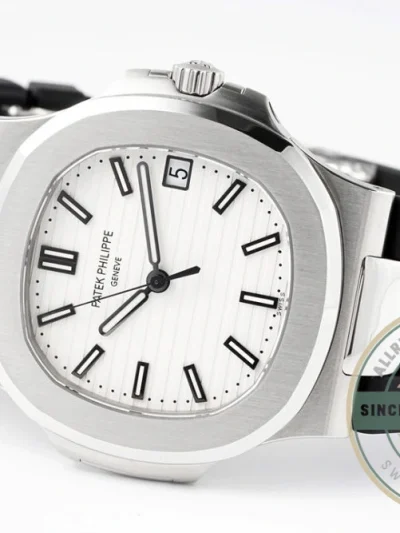 Replica Nautilus 5711-001 Patek Philippe 40 mm, White Dial, Black Rubber - Luxury Replica Watch