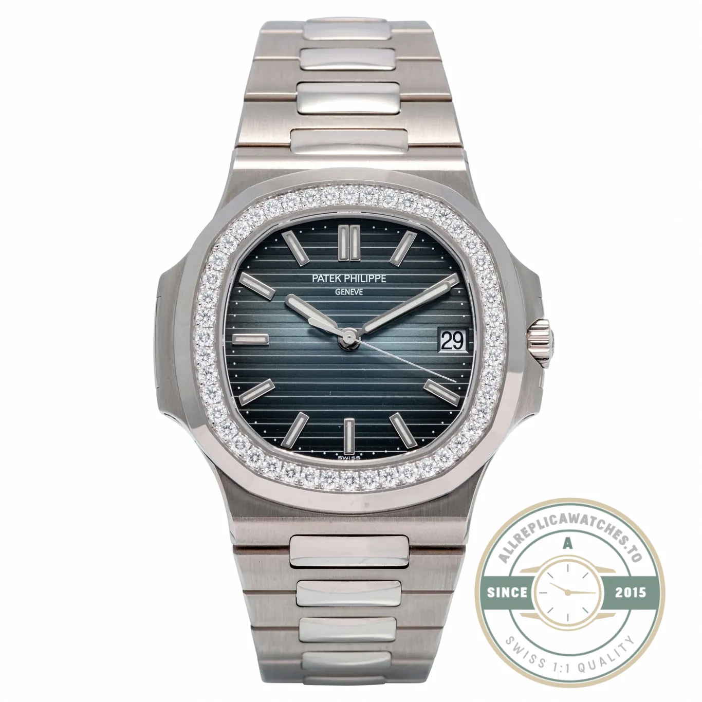 Replica Nautilus 5711-1300A-001 Patek Philippe 40 mm, Blue Dial Baguette Bezel - Swiss-Made Clone Watch