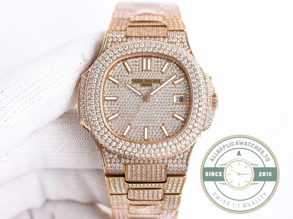 Replica Nautilus 5711-1300A-001 Patek Philippe 40 mm, Rose Gold Diamond Dial - Affordable Super Clone Watch