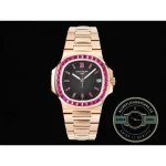 Replica Nautilus 5711/1A-018 Patek Philippe 40 mm, Rose Gold Black Dial Iced out - Budget Luxury Replica Watch