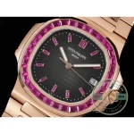 Replica Nautilus 5711/1A-018 Patek Philippe 40 mm, Rose Gold Black Dial Iced out - Luxury Replica Watch