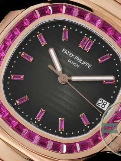 Replica Nautilus 5711/1A-018 Patek Philippe 40 mm, Rose Gold Black Dial Iced out - Luxury Replica Watch