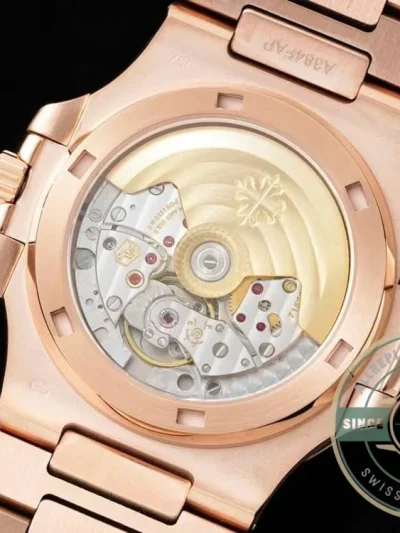 Replica Nautilus 5711/1A-018 Patek Philippe 40 mm, Rose Gold Black Dial Iced out - Swiss-Made Clone Watch