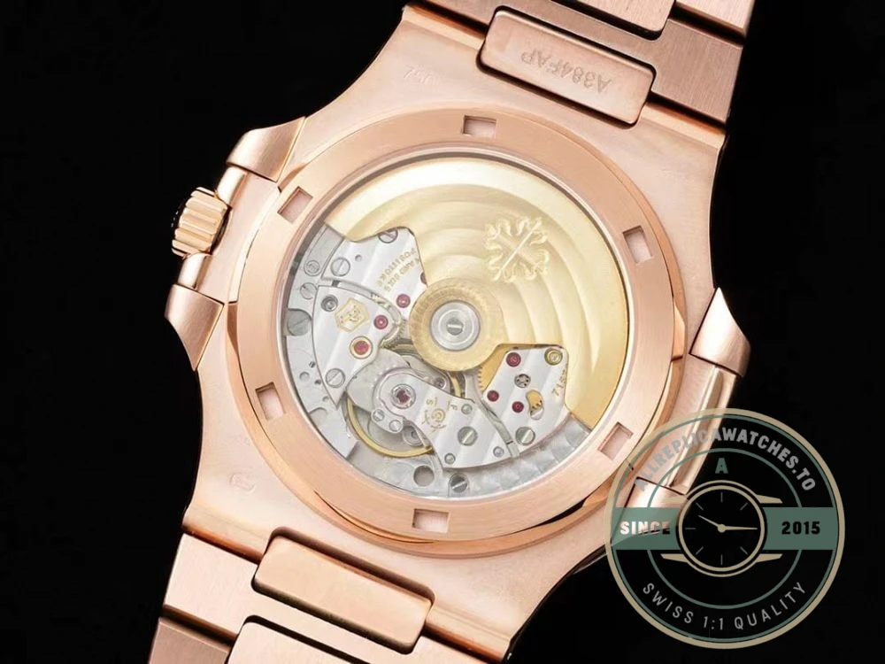 Replica Nautilus 5711/1A-018 Patek Philippe 40 mm, Rose Gold Black Dial Iced out - Swiss-Made Clone Watch