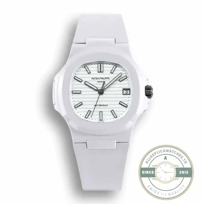 Replica Nautilus 5711/1A-018 Patek Philippe 40 mm, Rubber Strap White Dial - Best Quality Replica Watch