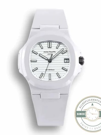 Replica Nautilus 5711/1A-018 Patek Philippe 40 mm, Rubber Strap White Dial - Best Quality Replica Watch