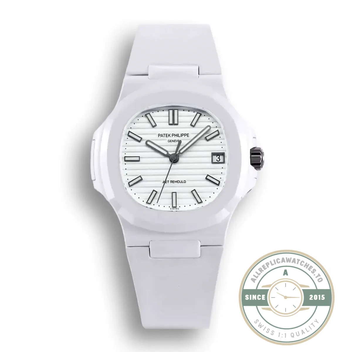 Replica Nautilus 5711/1A-018 Patek Philippe 40 mm, Rubber Strap White Dial - Best Quality Replica Watch