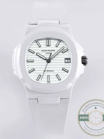 Replica Nautilus 5711/1A-018 Patek Philippe 40 mm, Rubber Strap White Dial - Budget Luxury Replica Watch