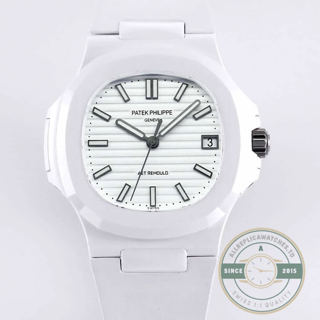 Replica Nautilus 5711/1A-018 Patek Philippe 40 mm, Rubber Strap White Dial - Affordable Super Clone Watch