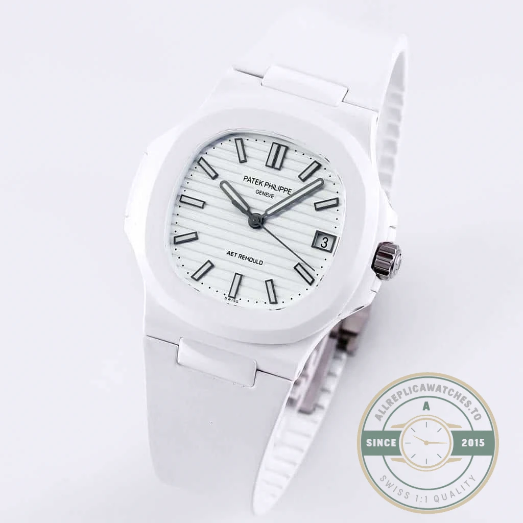 Replica Nautilus 5711/1A-018 Patek Philippe 40 mm, Rubber Strap White Dial - High-Grade Replica Watch