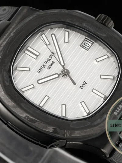 Replica Nautilus 5711/1A Patek Philippe Carbon 40 mm, Black Carbon, White Dial - Swiss Movement Replica Watch