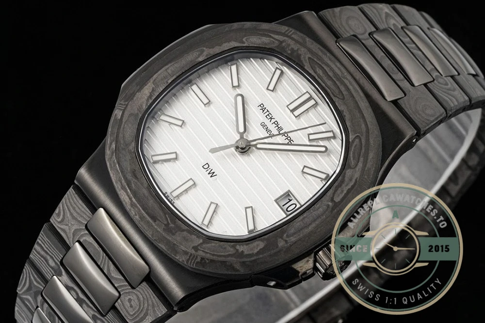 Replica Nautilus 5711/1A Patek Philippe Carbon 40 mm, Black Carbon, White Dial - 1:1 Swiss Replica Watch