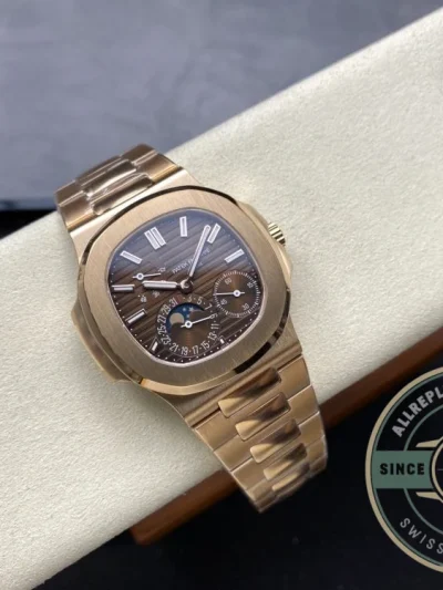 Replica Nautilus 5712/1R-001 Patek Philippe Moon phases 40 mm, Rose gold, Brown Dial - Luxury Replica Watch