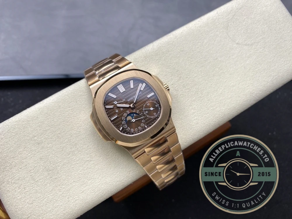 Replica Nautilus 5712/1R-001 Patek Philippe Moon phases 40 mm, Rose gold, Brown Dial - Luxury Replica Watch