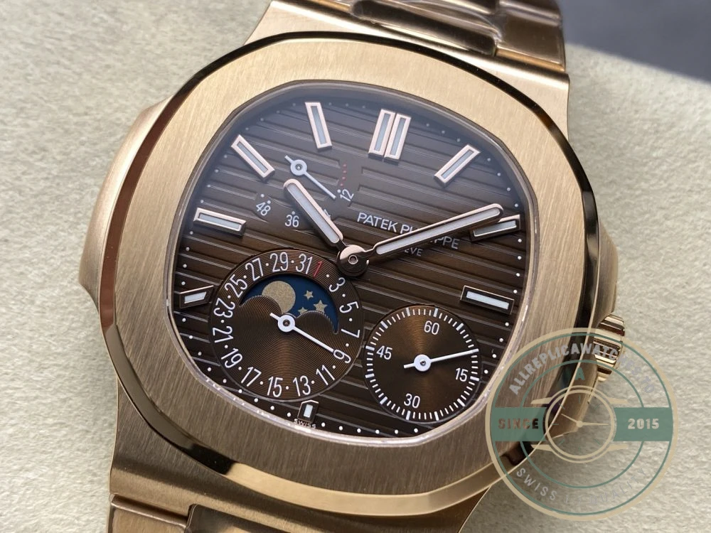 Replica Nautilus 5712/1R-001 Patek Philippe Moon phases 40 mm, Rose gold, Brown Dial - Swiss Movement Replica Watch