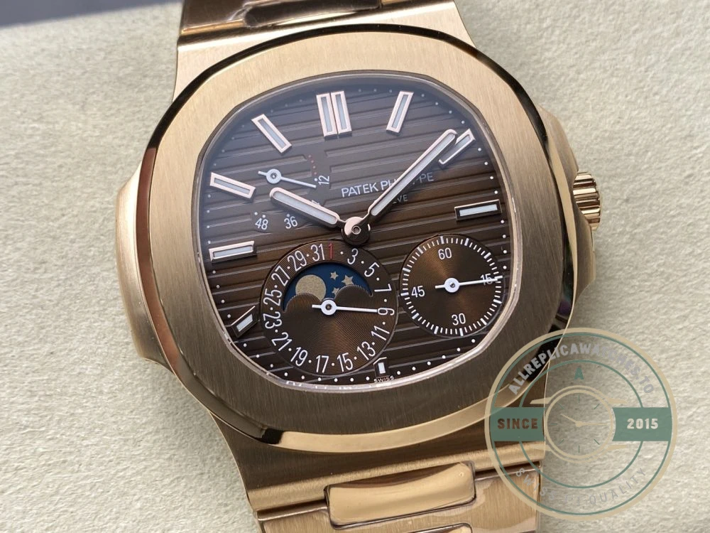 Replica Nautilus 5712/1R-001 Patek Philippe Moon phases 40 mm, Rose gold, Brown Dial - Luxury Replica Watch