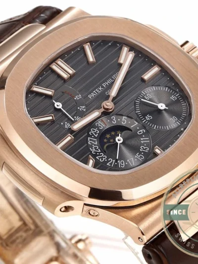Replica Nautilus 5712R-001 Patek Philippe Moon phases. 40 mm, Rose gold, Black Dial - Best Quality Replica Watch