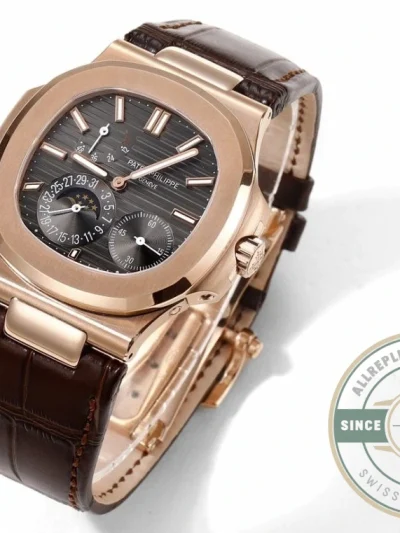 Replica Nautilus 5712R-001 Patek Philippe Moon phases. 40 mm, Rose gold, Black Dial - Budget Luxury Replica Watch