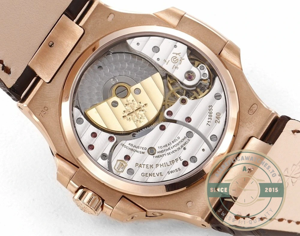 Replica Nautilus 5712R-001 Patek Philippe Moon phases. 40 mm, Rose gold, Black Dial - Swiss-Made Clone Watch