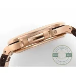 Black-brown horizontally embossed dial with rose gold tone batons, Nautilus 5712R-001