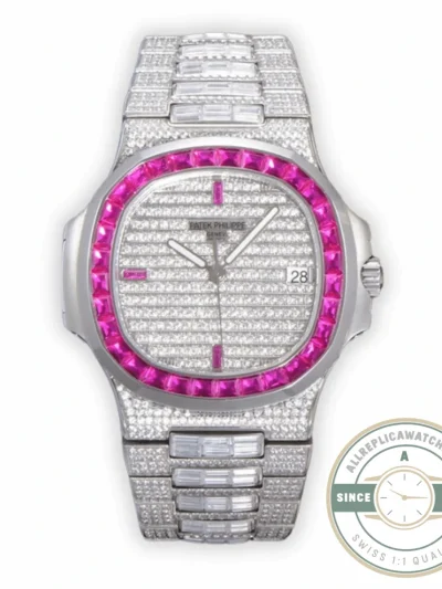 Replica Nautilus 5719/10G Patek Philippe 40 mm, Pink Baguette Diamonds - Luxury Replica Watch