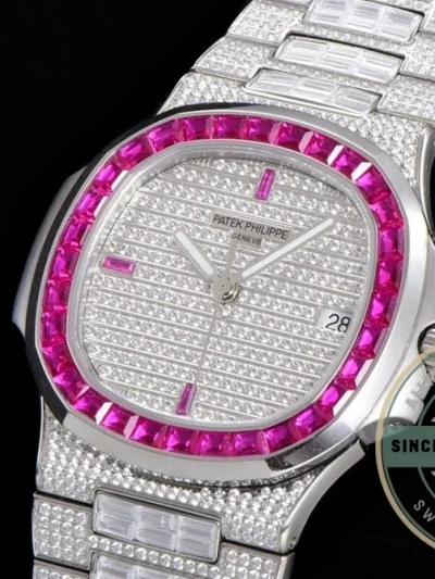 Replica Nautilus 5719/10G Patek Philippe 40 mm, Pink Baguette Diamonds - 1:1 Swiss Replica Watch