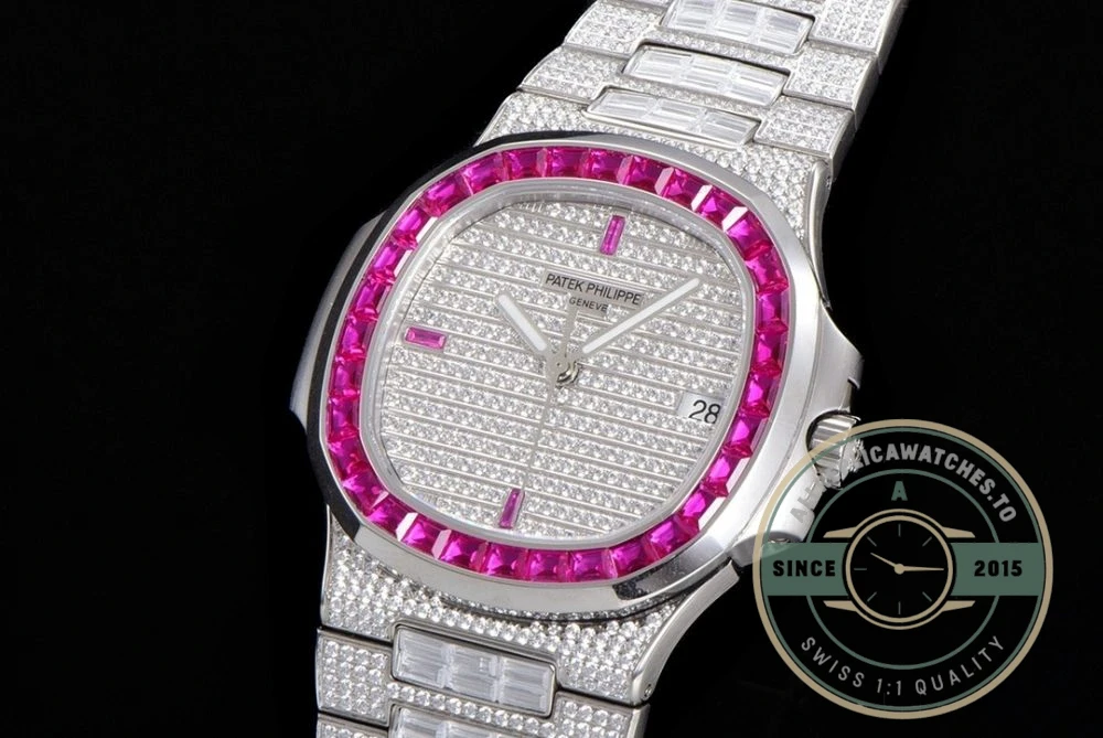 Replica Nautilus 5719/10G Patek Philippe 40 mm, Pink Baguette Diamonds - 1:1 Swiss Replica Watch